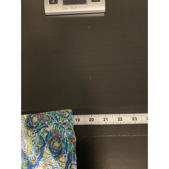 Chico's Pants Womens 3 US XL Blue Green Paisley Pull On Wide Leg Cropped Stretch - Picture 6 of 9